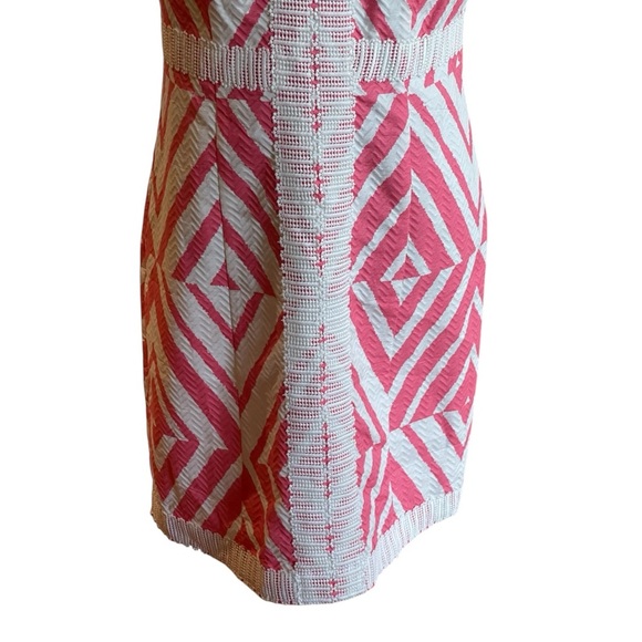 NWTS TAYLOR 60s STYLE PINK & WHITE SLEEVELESS GEOMETRIC DRESS SZ 10 - Picture 4 of 11